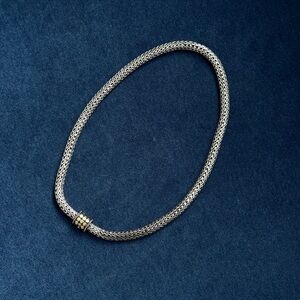 John Hardy 925 Sterling Silver 18k Yellow Gold Dot Wheat Necklace 16"